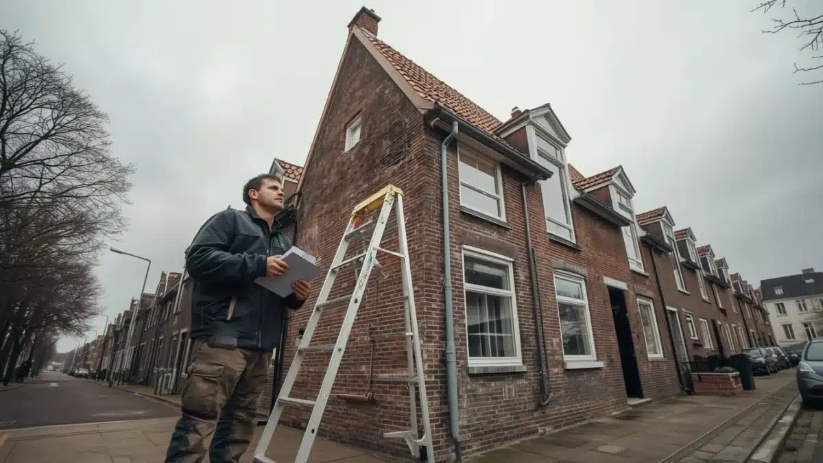 Dakdekker aan het werk